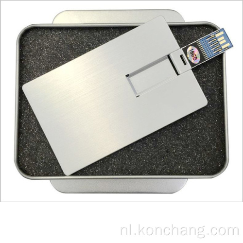 Zilverkleurige metalen kaart USB-flashdrive